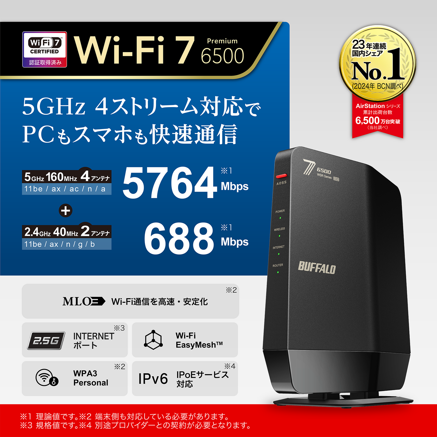 整備済・再生品》WSR6500BE6P-BK(保証1年) – buffalo-direct