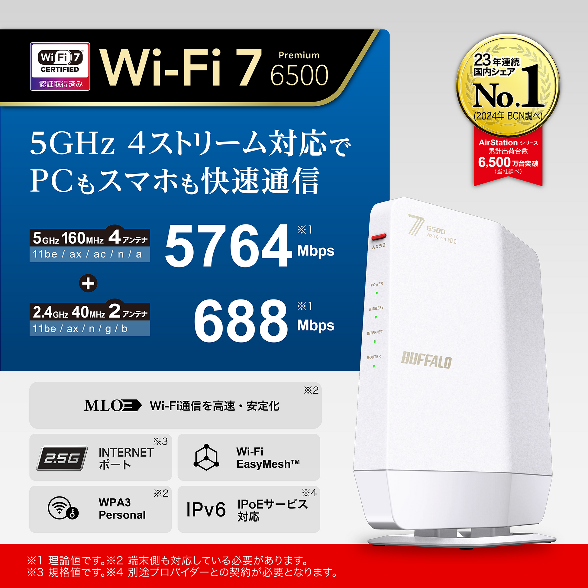 整備済・再生品》WSR6500BE6P-WH(保証1年) – buffalo-direct